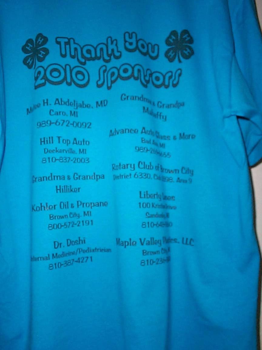Thank You 2010 Sponsors shirt
